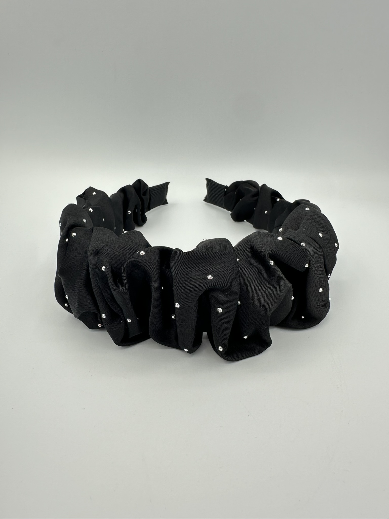 Dames haarband zwarte glitterhaarband Festive Glam zwart voorkant