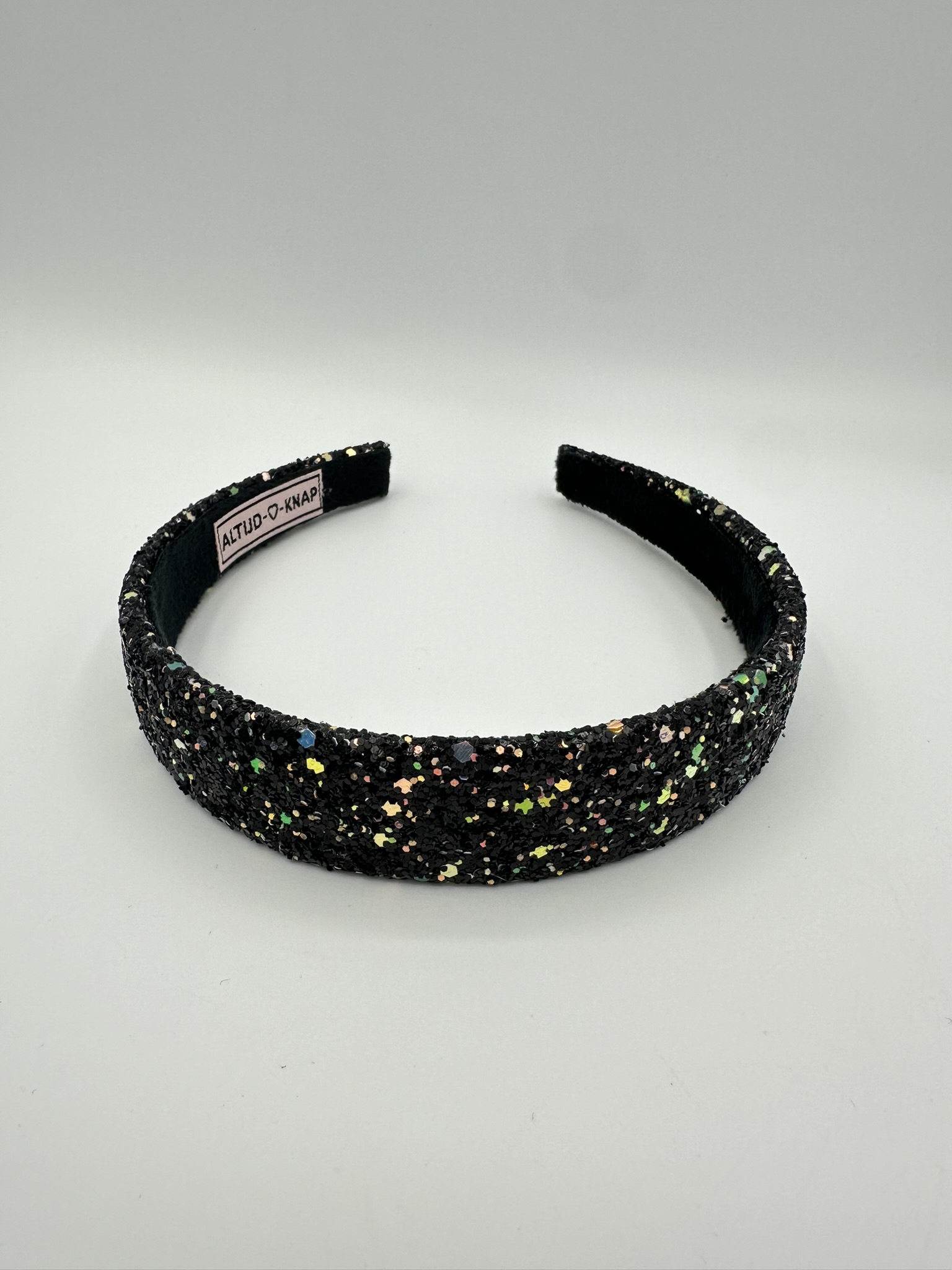 Dames haarband zwarte glitterhaarband Party Glitter Zwart voorkant