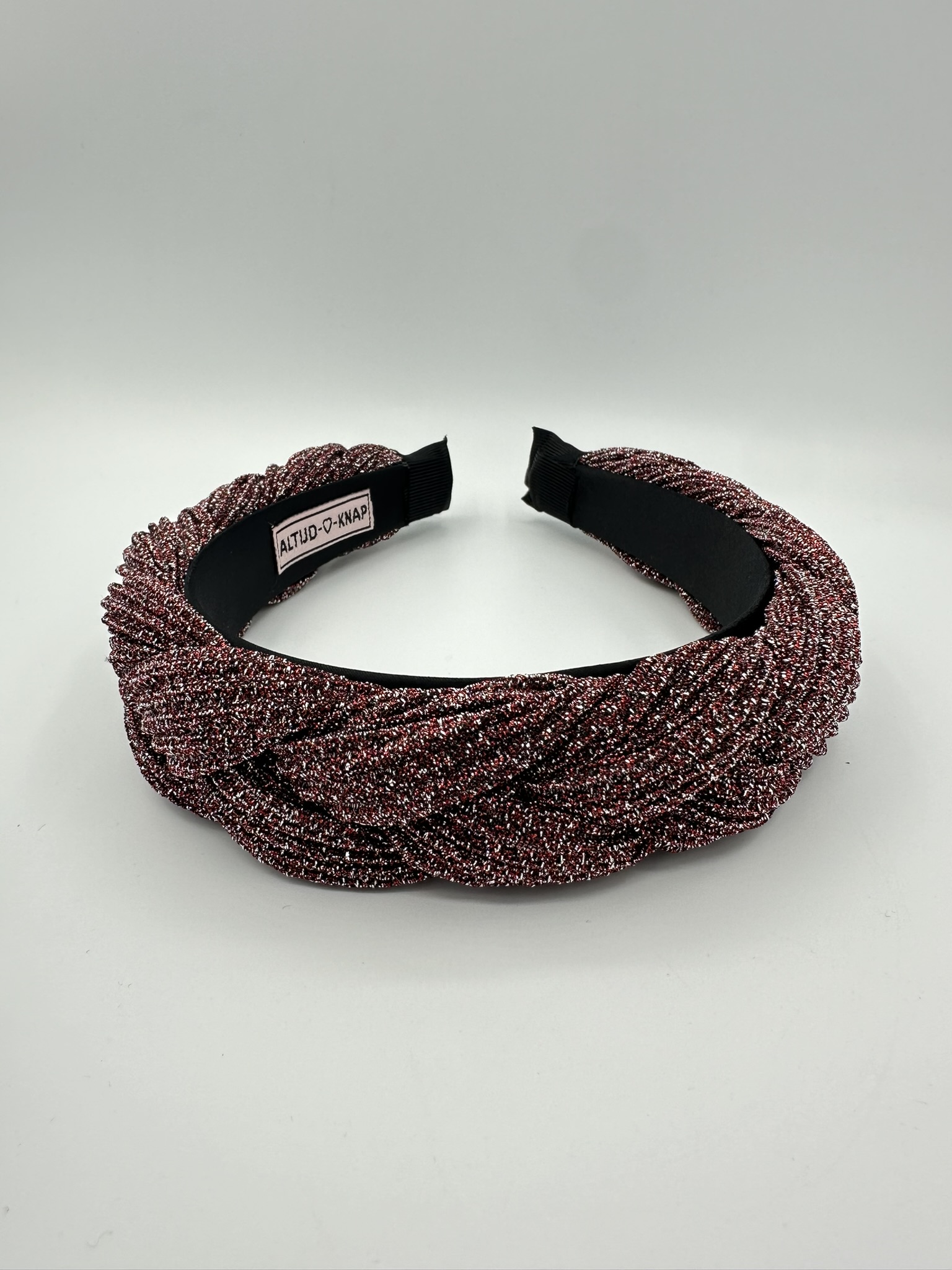 Dames haarband Glitter haarband Gevlochten haarband Zilver Rood Sparkling Twist voorkant