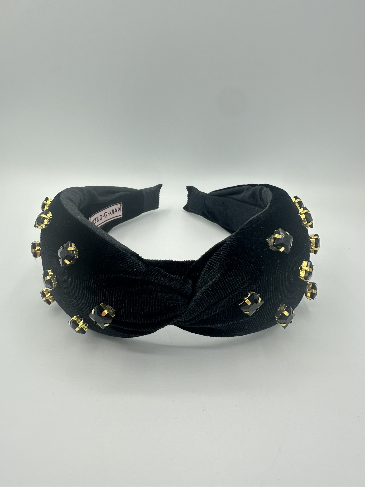 Dames haarband zwarte haarband velvet haarband Stunning Studs voorkant