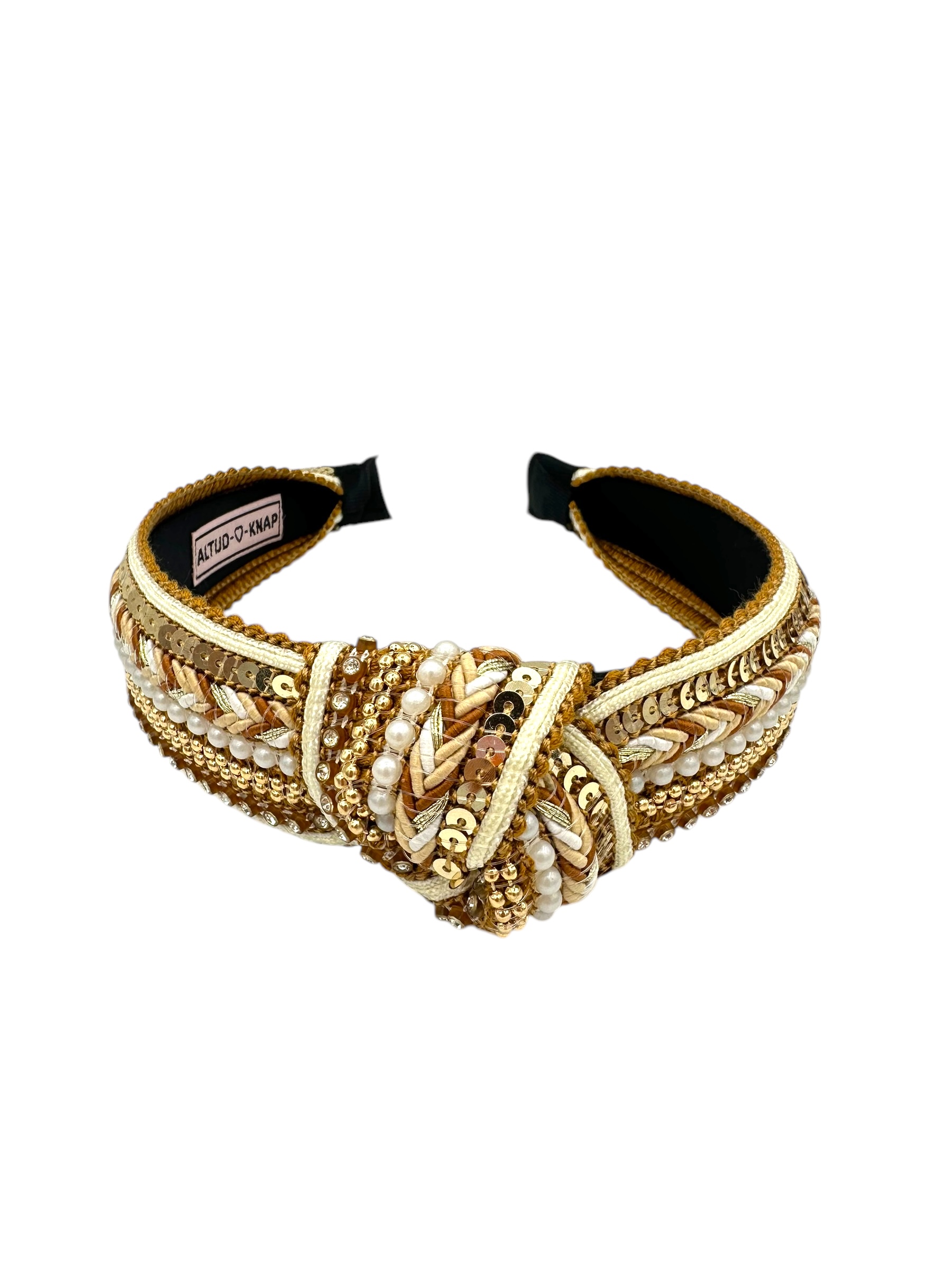 Dames Haarband Golden Love Gouden haarband glitters en parels