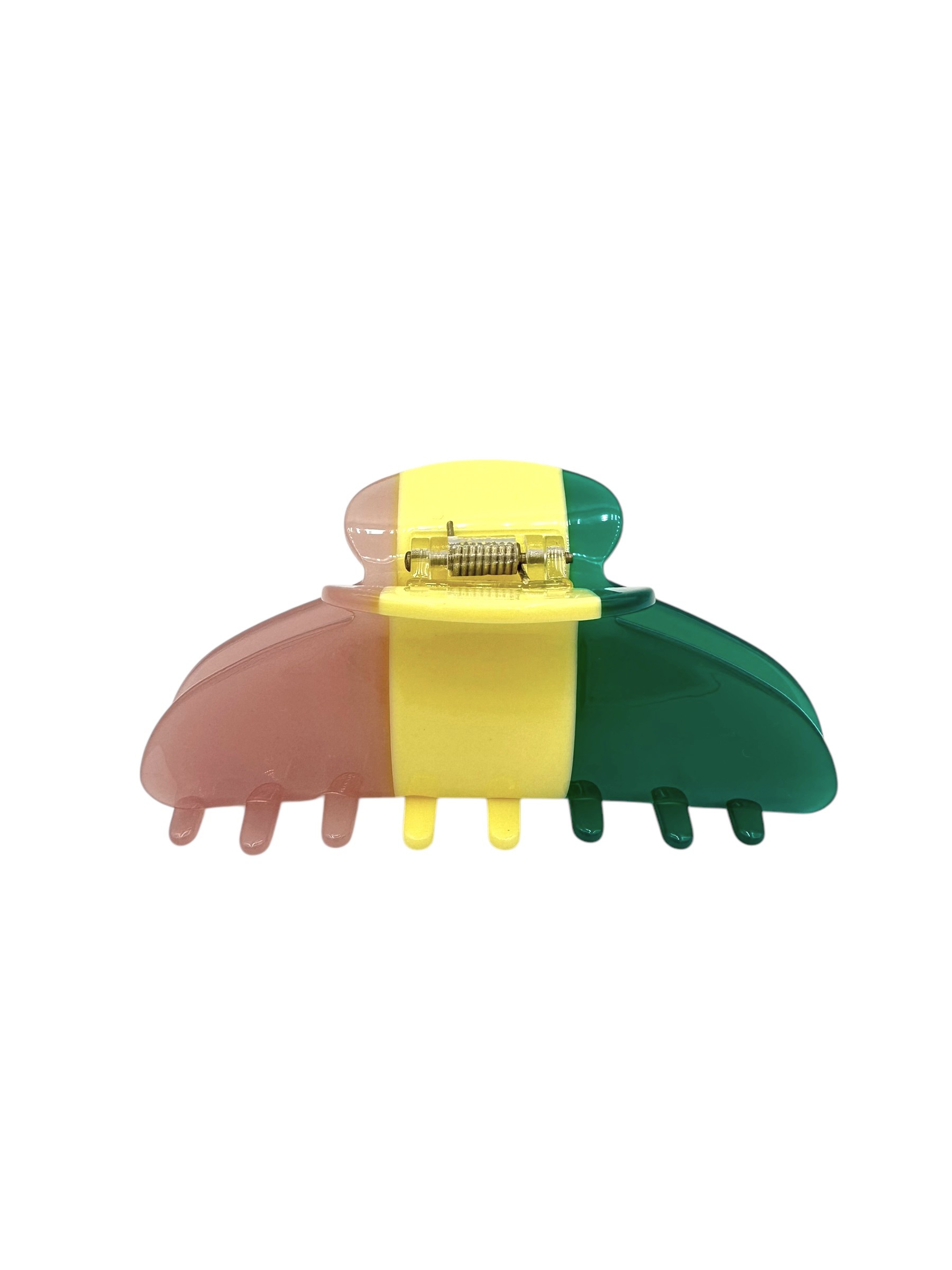 Dames Haarclip Candy Stripes Pink Yellow Darkgreen Gele gestreepte haarklem