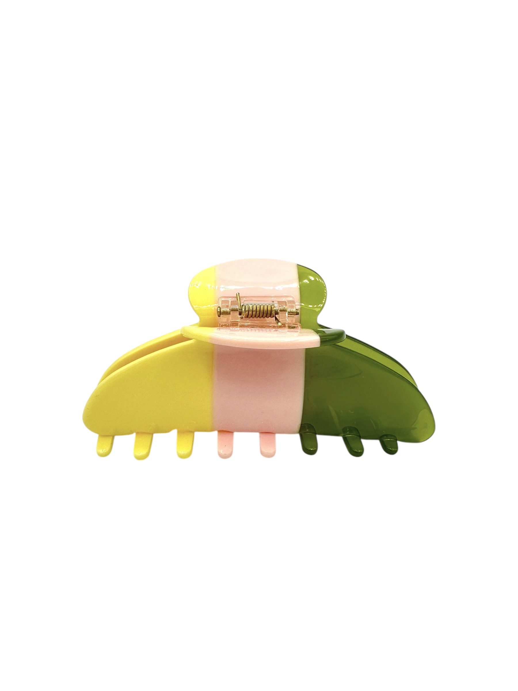 Dames Haarclip Candy Stripes Pink Yellow Soft green Gele gestreepte haarklem