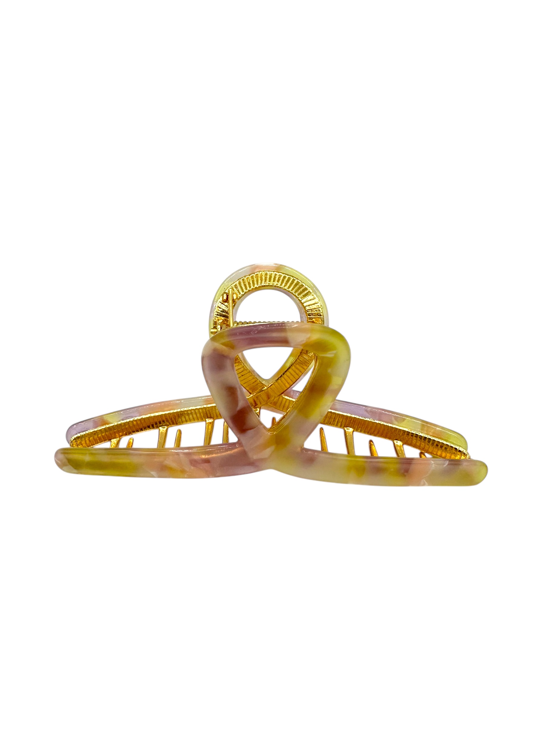 Dames Haarclip Bow Deluxe Pink Yellow stevige haarklem