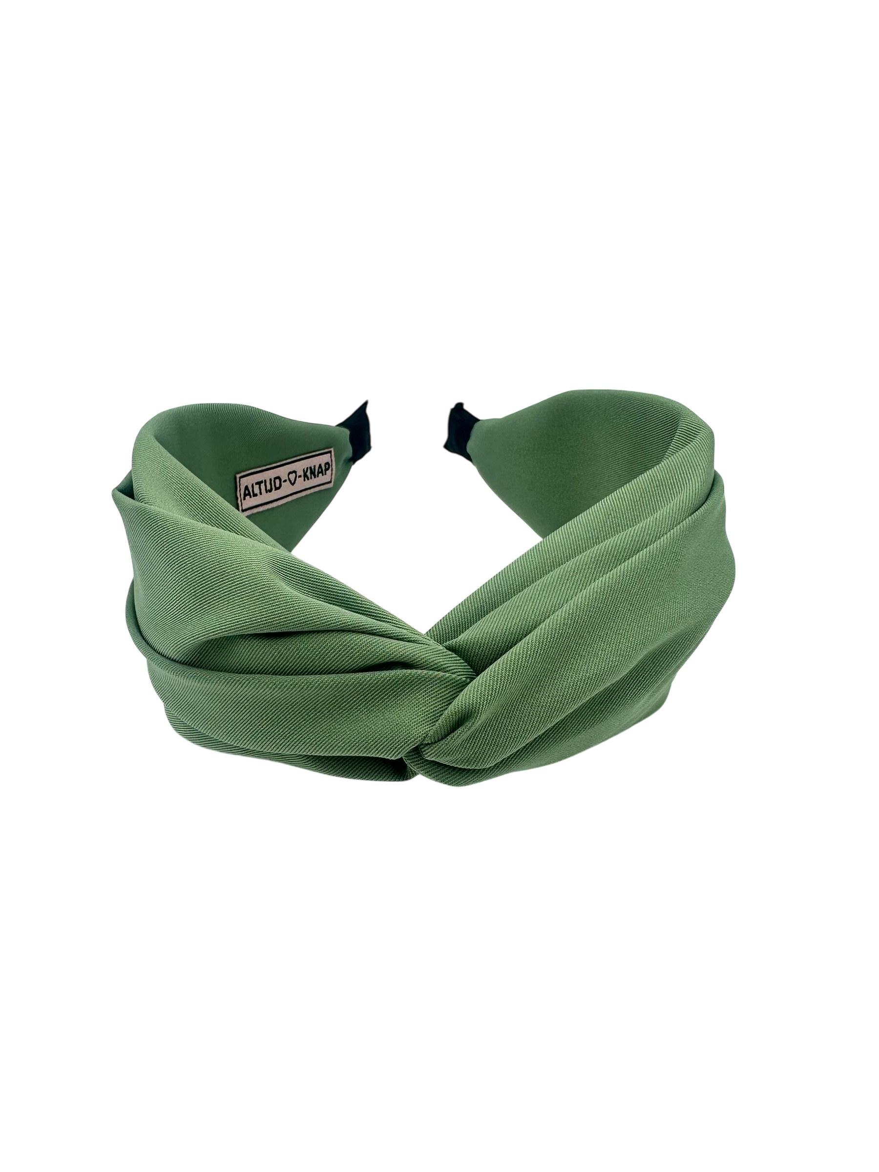 Dames Haarband Soft Touch Olive voorkant Brede Groene haarband