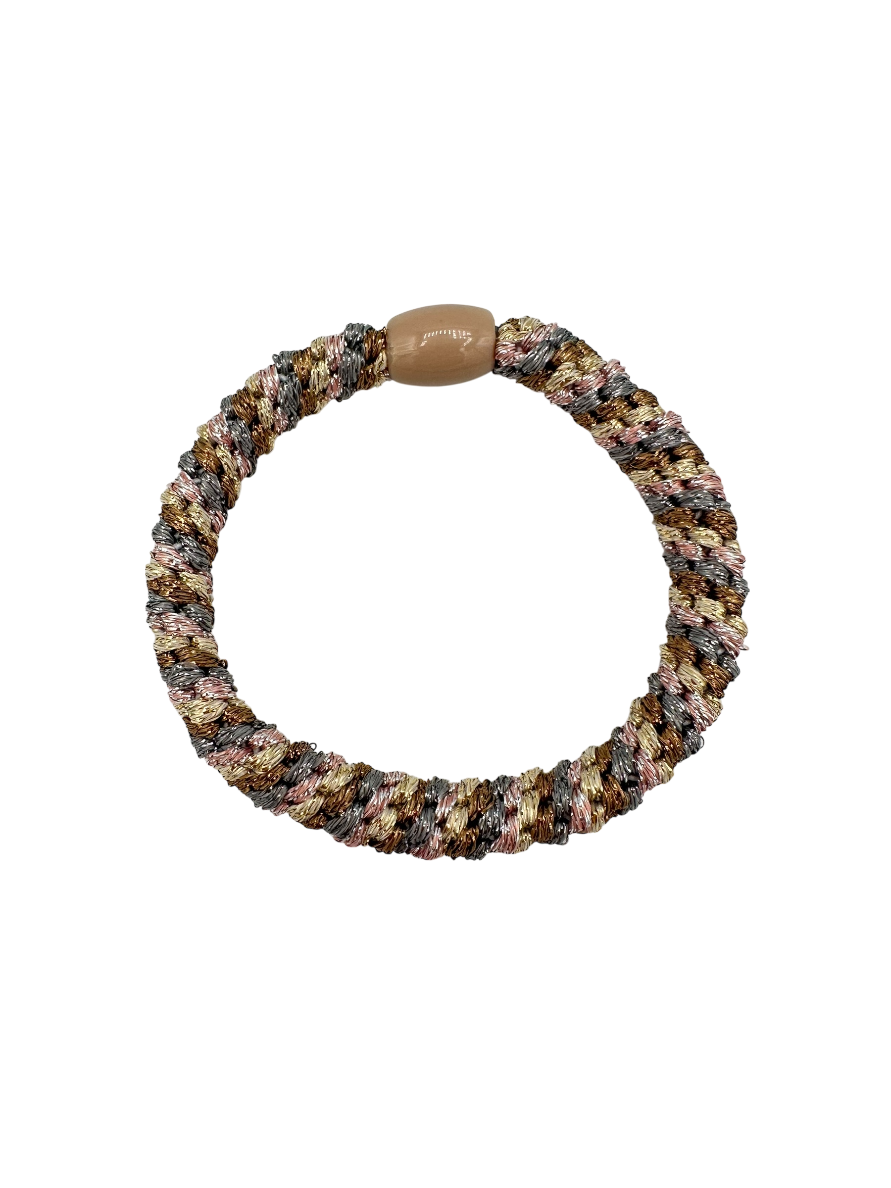 Gevlochten haarelastiekje multicolor brons