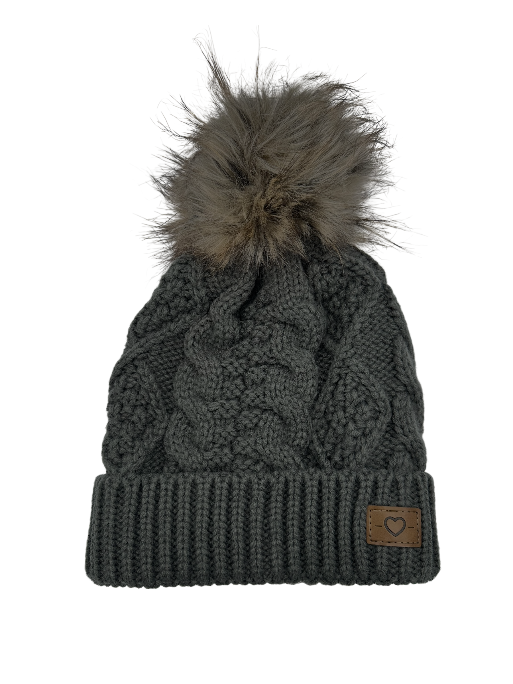 Dames Muts Warm Hug Warm Grijs muts met pompon